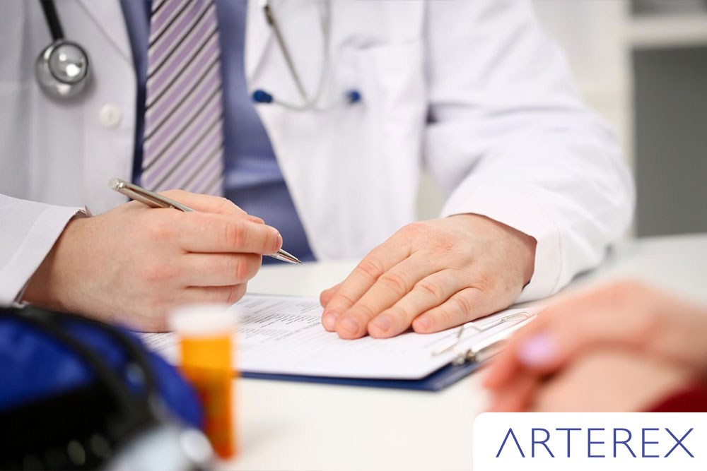 medical representative writing the notes